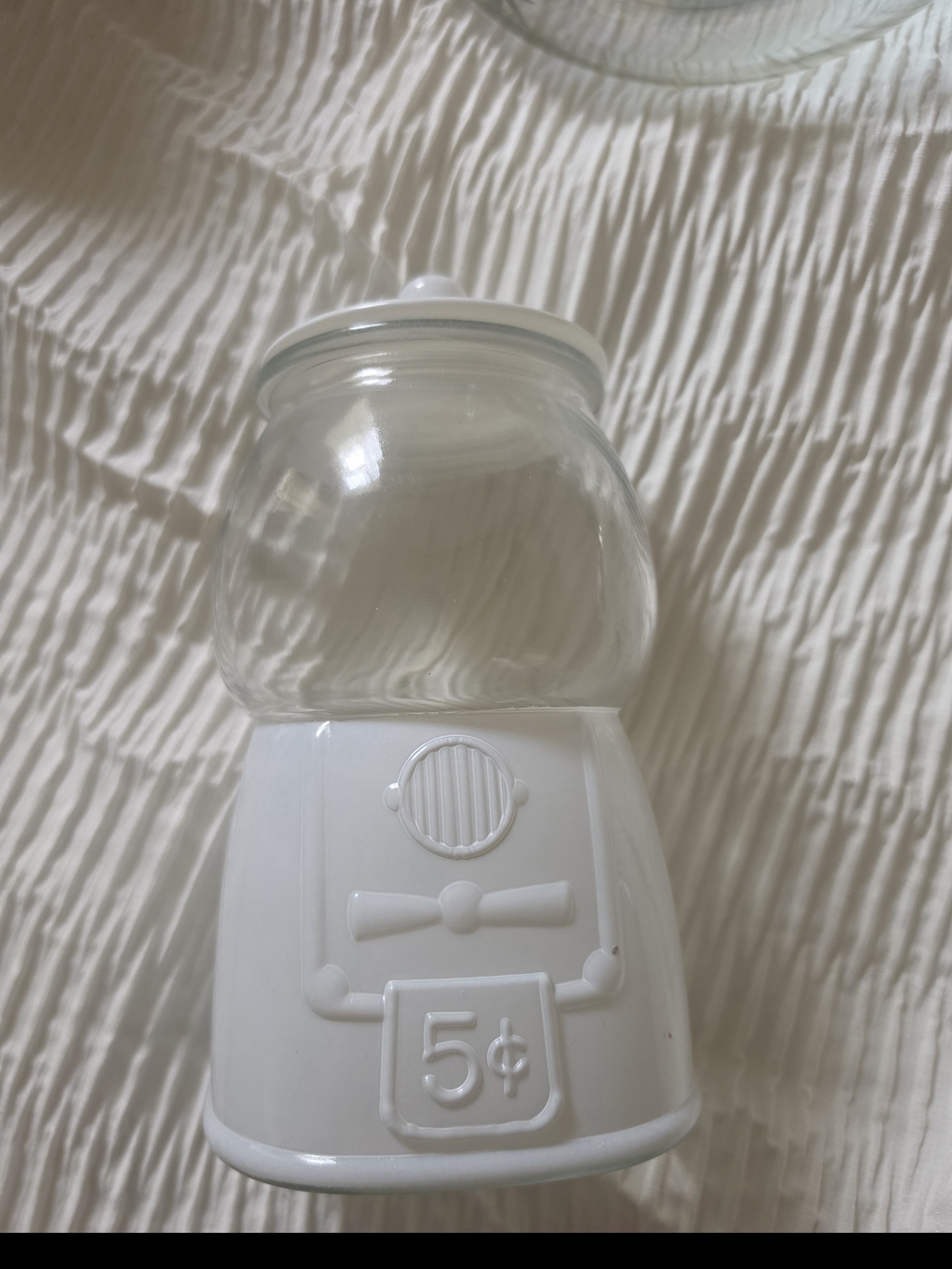 White Glass Gumball Candy Jar - 5¢ Vintage Style